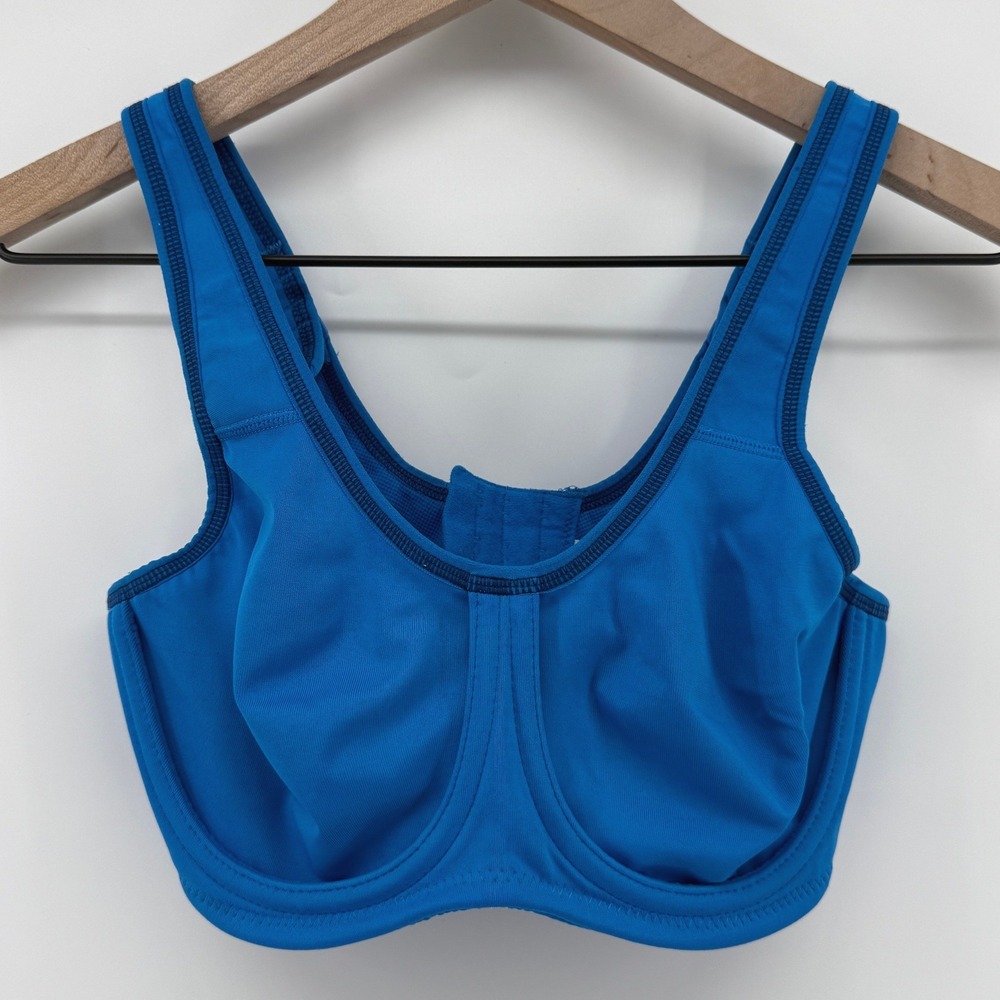 Wacoal 855170 Simone Sport Underwire Bra Blue 32C Full Coverage Unlined Active
